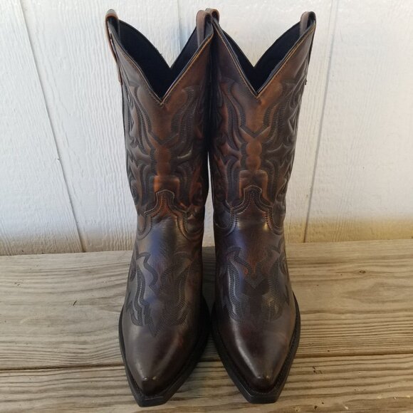 Laredo Hawk Mens Brown Leather Cowboy Western Boots 10.5 D 6862 - Picture 11 of 13